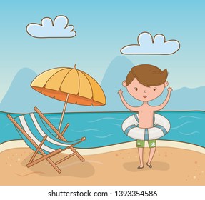 young boy on the beach scene