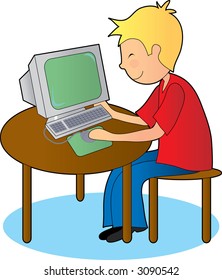 Young boy on a computer