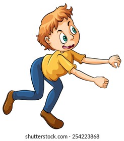 A young boy on a white background