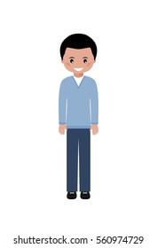 Young boy on white background. Cartoon character. Vector illustration.