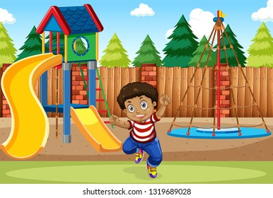 Young boy in playground illustration