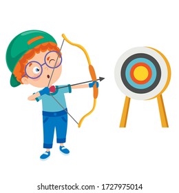 A Young Boy Playing Archery