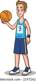 young boy playing basketball vector illustration