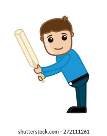 Young Boy Playing with Bat