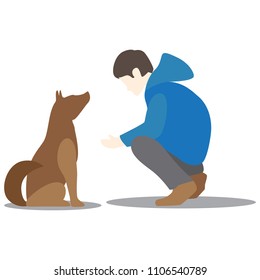 Young boy Playing With Dog