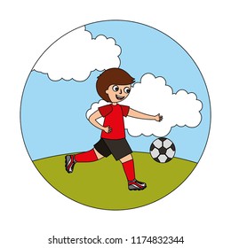 young boy playing soccer