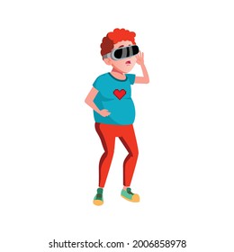 young boy playing video games in virtual reality glasses gadget cartoon vector. young boy playing video games in virtual reality glasses gadget character. isolated flat cartoon illustration