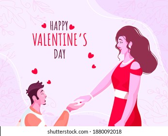 Young Boy Propose To His Girlfriend On The Occasion Of Happy Valentine's Day.
