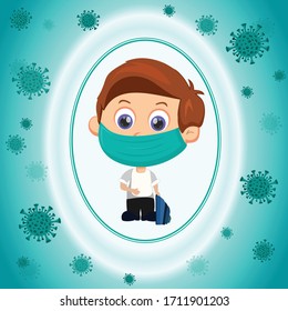 Joven con protección frente a virus externos. Antecedentes de salud infantil