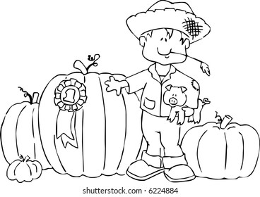Young Boy with the Pumpkins