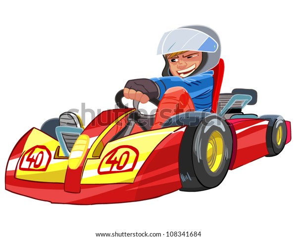 Young Boy Raced On Sport Kart Stock Vector (Royalty Free) 108341684