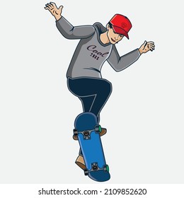 young boy ridding skating board rider sport vector illustration. t-shirt design.