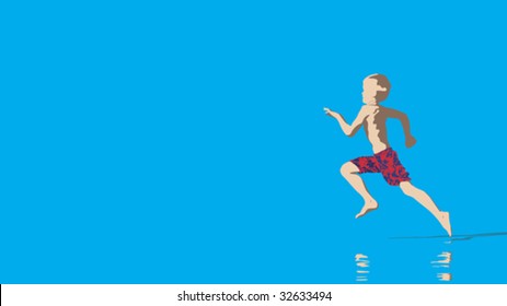 young boy running