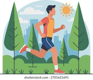 Niño joven corriendo diseño plano Archivo Eps	