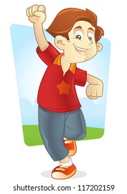 Young boy running joyfully