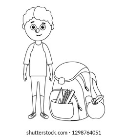 young boy school bagpack