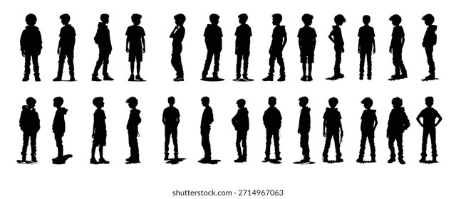 Paquete de Clipart de silueta de niño joven