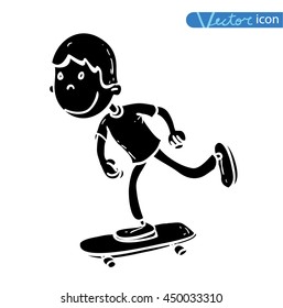 young boy skateboarding cartoon, vector illustration