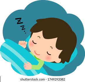 Young boy sleeping well in the bed