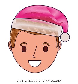 young boy smiling happy wearing christmas hat