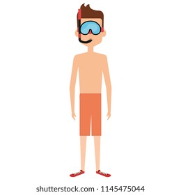 young boy with snorkel