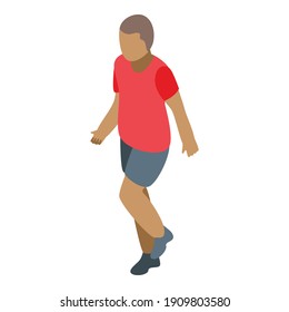 Young boy soccer player icon. Isometric of young boy soccer player vector icon for web design isolated on white background