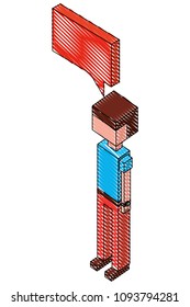 young boy with speech bubble isometric icon