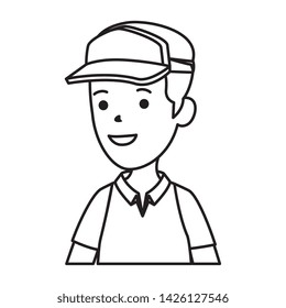 young boy with sport cap character