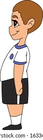 A young boy in sports uniforms, a boy prepares to play