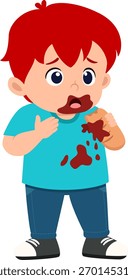 A young boy stand and eating bread of illustration