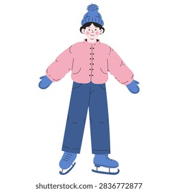 Young boy standing ice