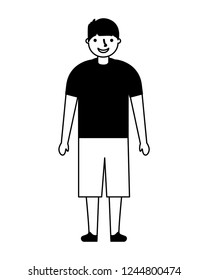 young boy standing on white background