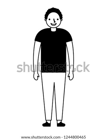 young boy standing on white background