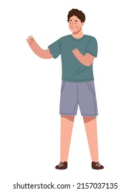young boy standing position character