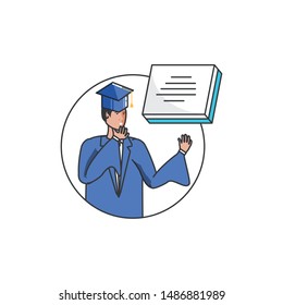 young boy student graduated character