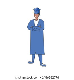 young boy student graduated character