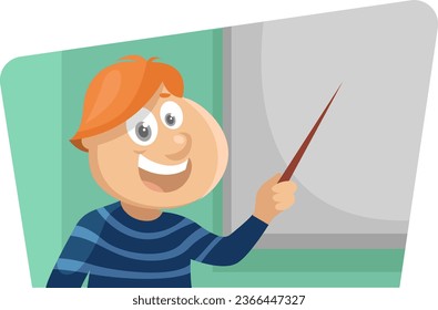 Junge Jungen unterrichten, Illustration, Vektorgrafik auf weißem Hintergrund.