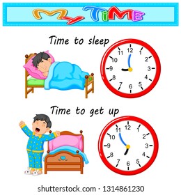 Young boy time to bed and wake up
