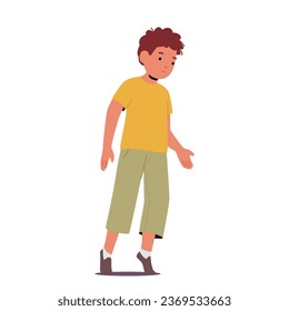 Young Boy Tiptoeing May Exhibit A Symptom Of Autism, Characterized By Sensory Sensitivities And Repetitive Behaviors. Early Support is Crucial For His Development. Cartoon People Vector Illustration