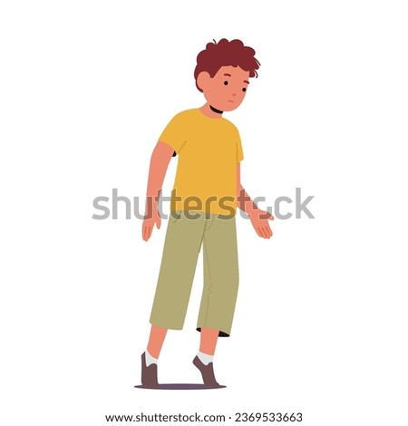 Young Boy Tiptoeing May Exhibit A Symptom Of Autism, Characterized By Sensory Sensitivities And Repetitive Behaviors. Early Support is Crucial For His Development. Cartoon People Vector Illustration