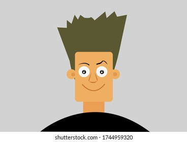 
Young boy with upright hair. vector.