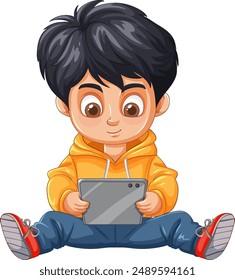 Young boy using a digital tablet