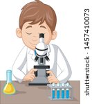 Young boy using microscope on the laboratory