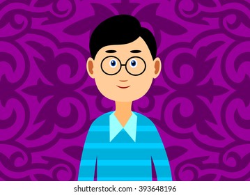 Young boy vector illustration with background. Seperate Layers