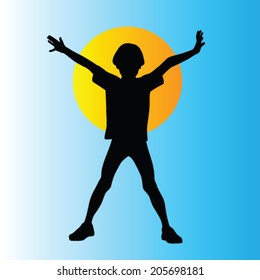Young boy vector silhouette