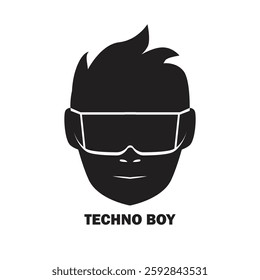 young boy wearing glasses like techno boy vector illustration