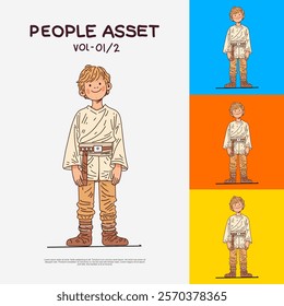 young boy wearing Old Fashioned drawings in doodle hand-drawn minimalist style. Simple line vector art in EPS format,ideal for fashion, decor, or branding. Modern, elegant stock designs for creatives!