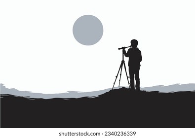 A young boy who is interested in astronomy and has astronomical instruments