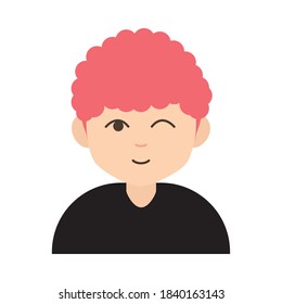 niño joven expresión guiñada personaje de caricatura icono plano ilustración vectorial