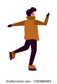 young boy with winter clothes and skates vector illustration design
